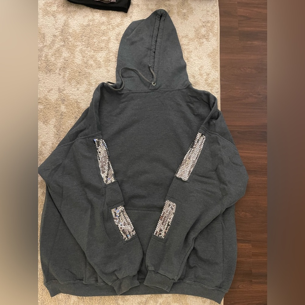Furst of a Kind- Vintage Hoodie with Sequin Patchwork on Sleeves